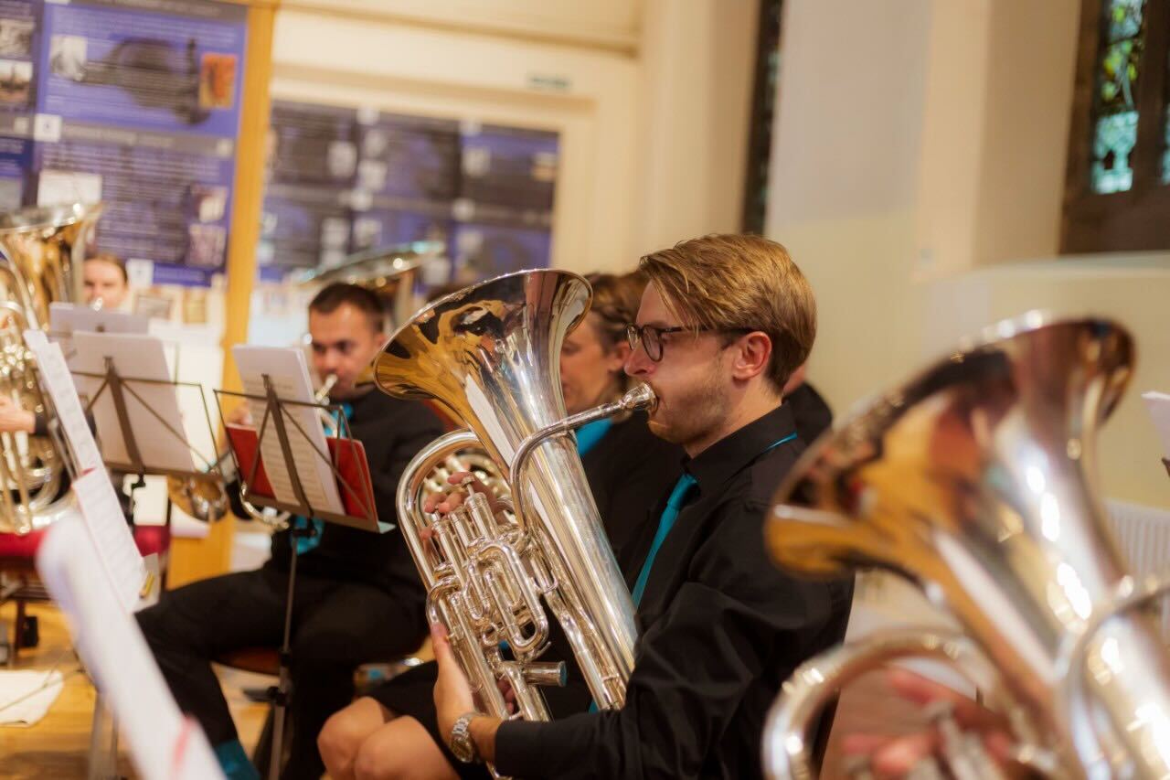 Euphonium player at a church concert